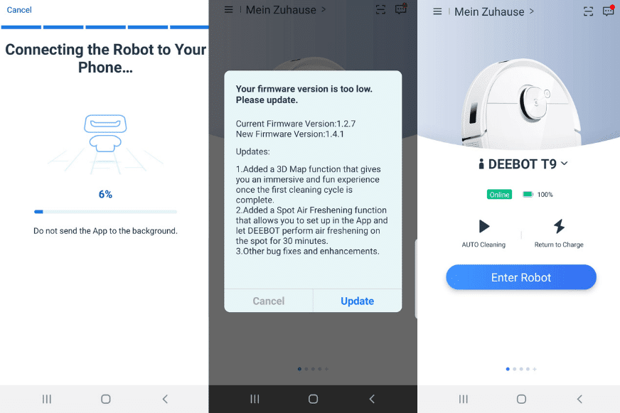 Appeinrichtung der Ecovacs Home App in einzelnen Schritten